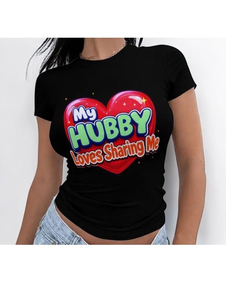 My Hubby Loves Sharing Me Women's Fitted T-Shirt Hotwife Graphic Tee