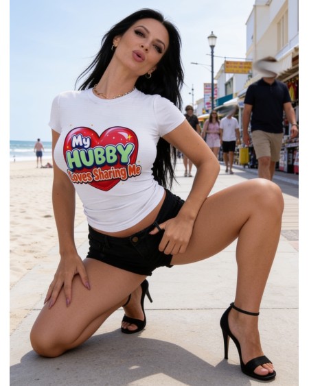 My Hubby Loves Sharing Me Women's Fitted T-Shirt Hotwife Graphic Tee