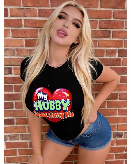 My Hubby Loves Sharing Me Women's Fitted T-Shirt Hotwife Graphic Tee
