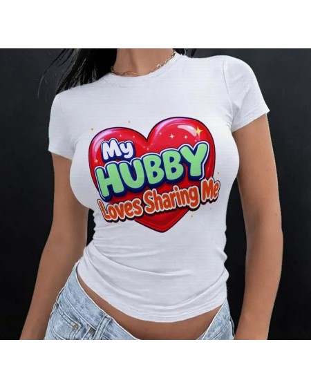 My Hubby Loves Sharing Me Women's Fitted T-Shirt Hotwife Graphic Tee