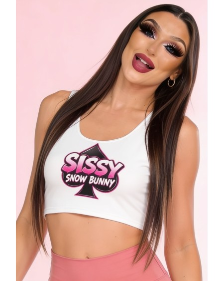 Sissy Snow Bunny Crop Tank Top | Femboy Crossdresser Fashion