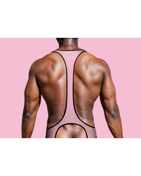 Sissy Open Back Mankini for Men | Pink Buttless Bodysuit