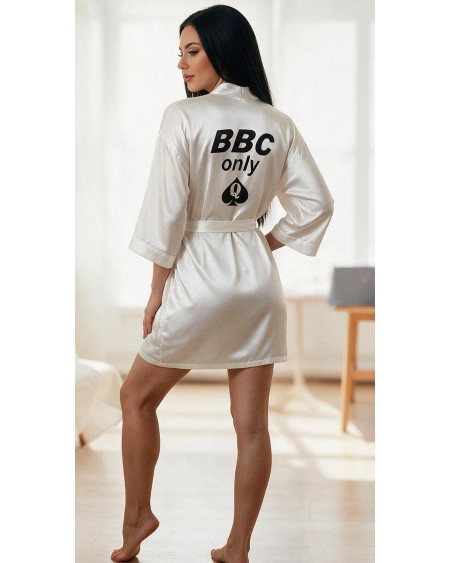 Queen of Spades BBC Only White Satin Kimono Robe
