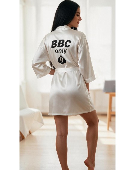 Queen of Spades BBC Only White Satin Kimono Robe