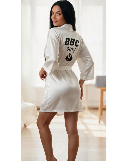 Queen of Spades BBC Only White Satin Kimono Robe