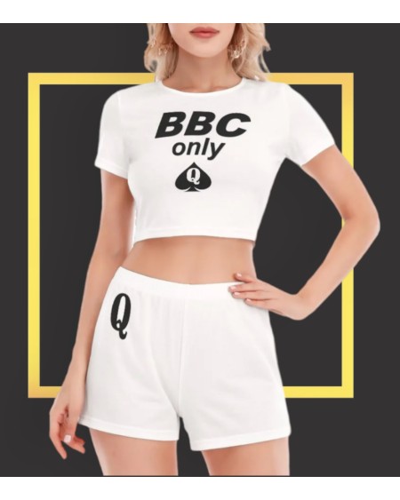 BBC ONLY Short Sleeve Crop Top Shorts Suit, Large size, top
