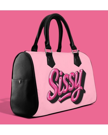 Pink Sissy Barrel Handbag in Canvas and PU Leather