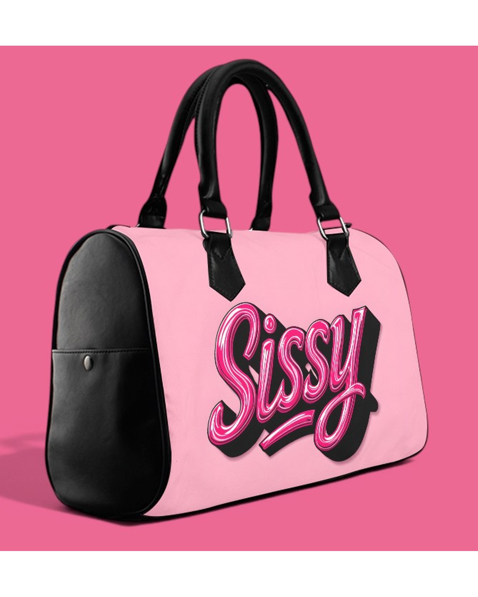 Pink Sissy Barrel Handbag in Canvas and PU Leather