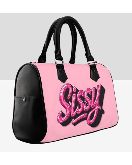 Pink Sissy Barrel Handbag in Canvas and PU Leather