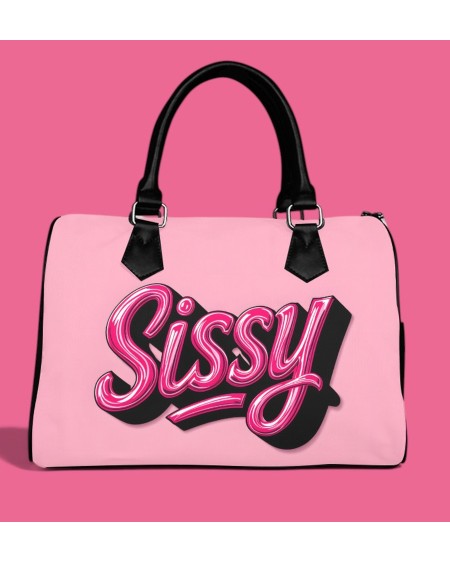 Pink Sissy Barrel Handbag in Canvas and PU Leather