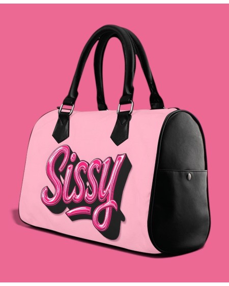Pink Sissy Barrel Handbag in Canvas and PU Leather