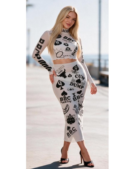 Transparent Queen of Spades BBC Mesh Two Piece Set