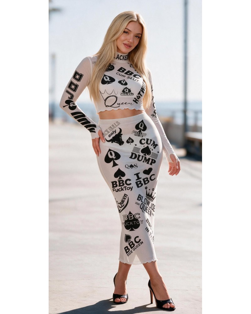 Transparent Queen of Spades BBC Mesh Two Piece Set