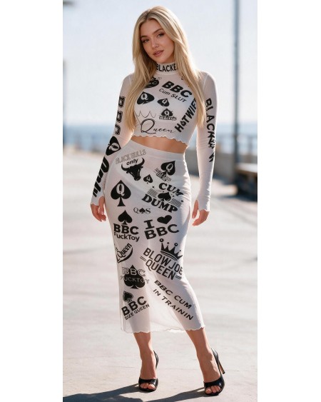 Transparent Queen of Spades BBC Mesh Two Piece Set