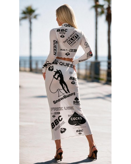 Transparent Queen of Spades BBC Mesh Two Piece Set