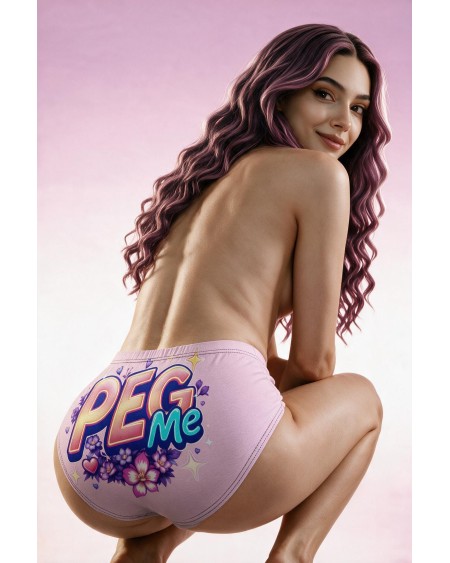 Pink PEG ME sissy panties with colorful floral print, elastic waistband and regular fit.