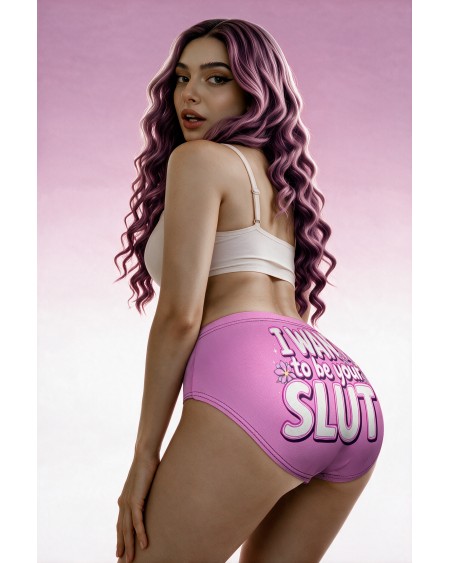 I Want to Be Your Slut Pink Sissy Panties | Custom Text
