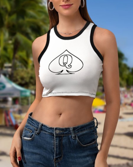 QUEEN OF SPADES Women'S Cropped Slim Racer Tank Top, 18
