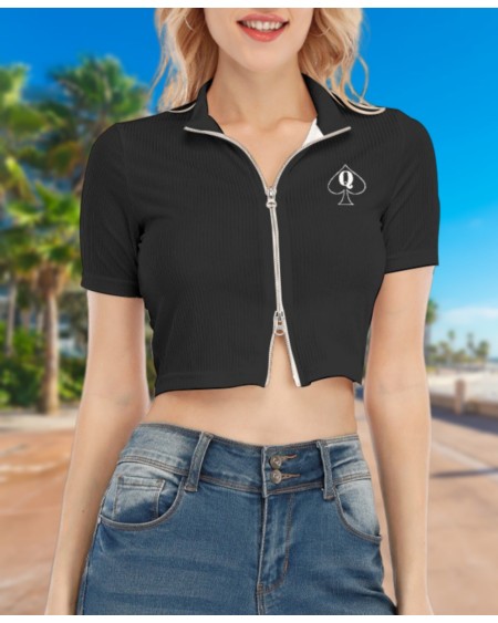 QUEEN OF SPADES Short Sleeve T - Shirt With Two - way