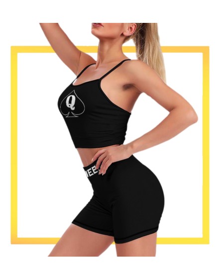 QUEEN Of SPADES set short and top, yoga, fitness, slut