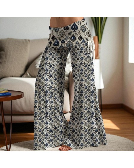 High Waist Wide Leg Pants Queen Of Spades Print  Sexy