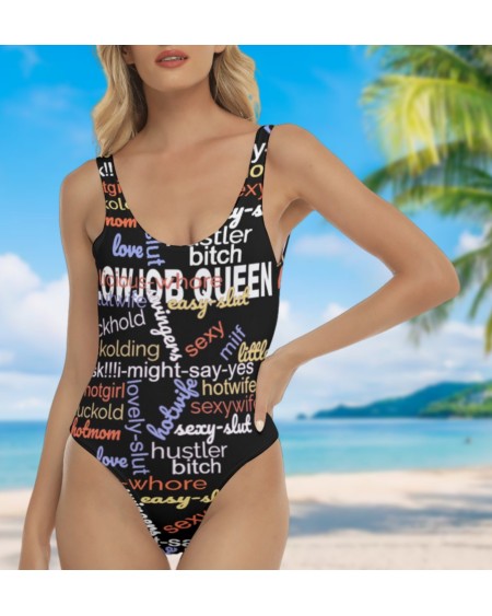 NAUGHTY WORD CLOUD Swimsuit, Cuckold Womens bikini, , slut