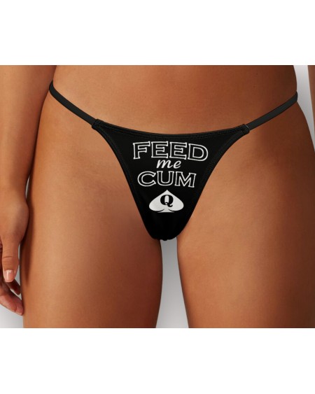 FEED ME CUM Qos Thong, 18 colors, slut clothing, cuckolding,
