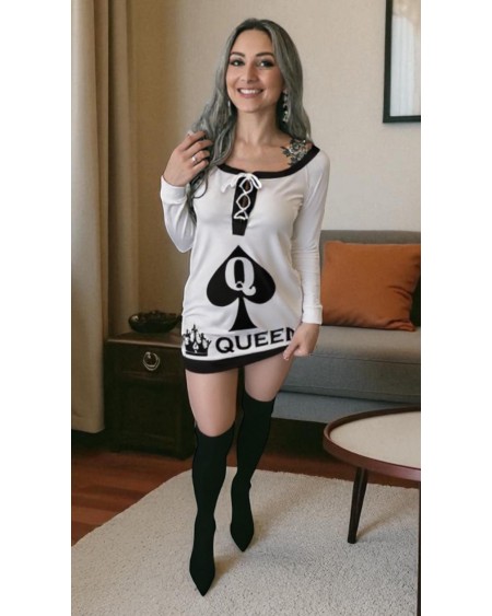 Sexy Queen Of Spades lace - up dress  elegant hotwife