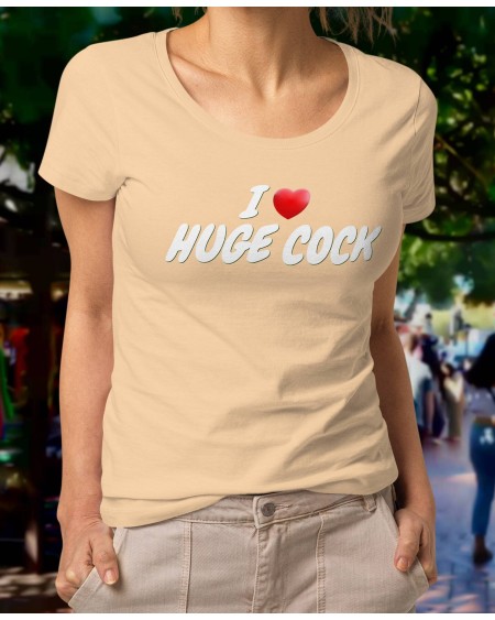 T - Shirt I LOVE HUG COCK white, hotwife