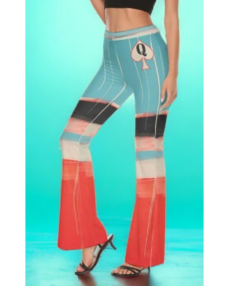 QUEEN OF SPADES Print Women'S Flare Pants, queen of spades,