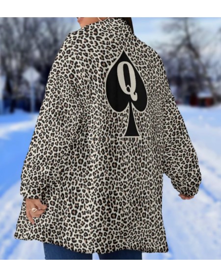 QUEEN OF SPADES Borg Fleece Stand - Up Collar Coat snow
