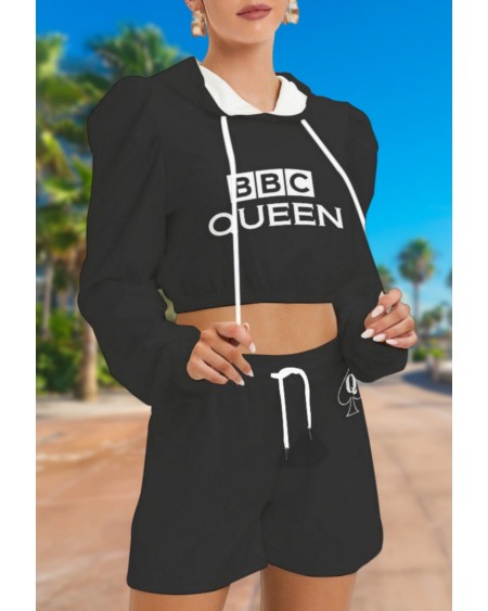 BBC QUEEN Mirco Fleece Hoodie And Shorts Set, Queen off