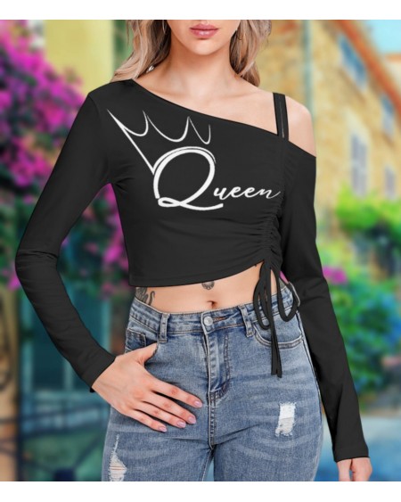QUEEN OF SPADES One - Shoulder Blouse, top queen off spades,