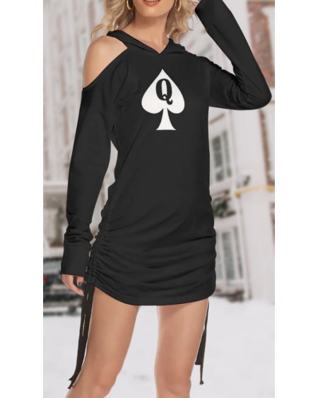 QUEEN OF SPADES One - Shoulder Dress With Waist Shirring,