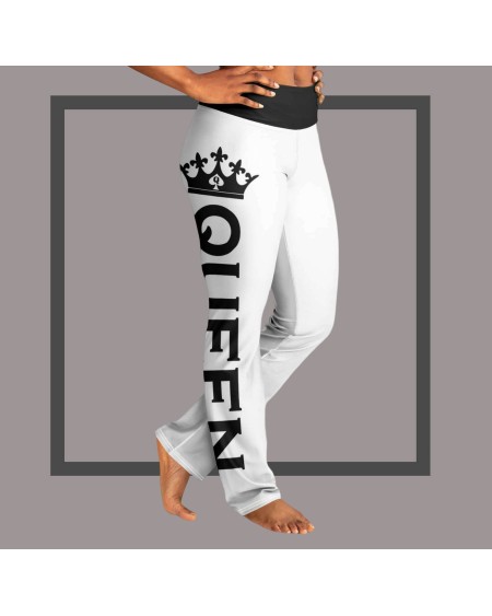 QUEEN OF SPADES White Flare Leggings, queen of spades, qos,
