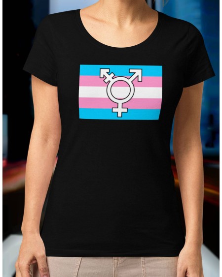 T - Shirt TRANSGENDER symbol white, green, salmon, green