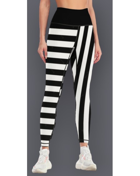 QUEEN OF SPADES Black and white stripe legging, queen of